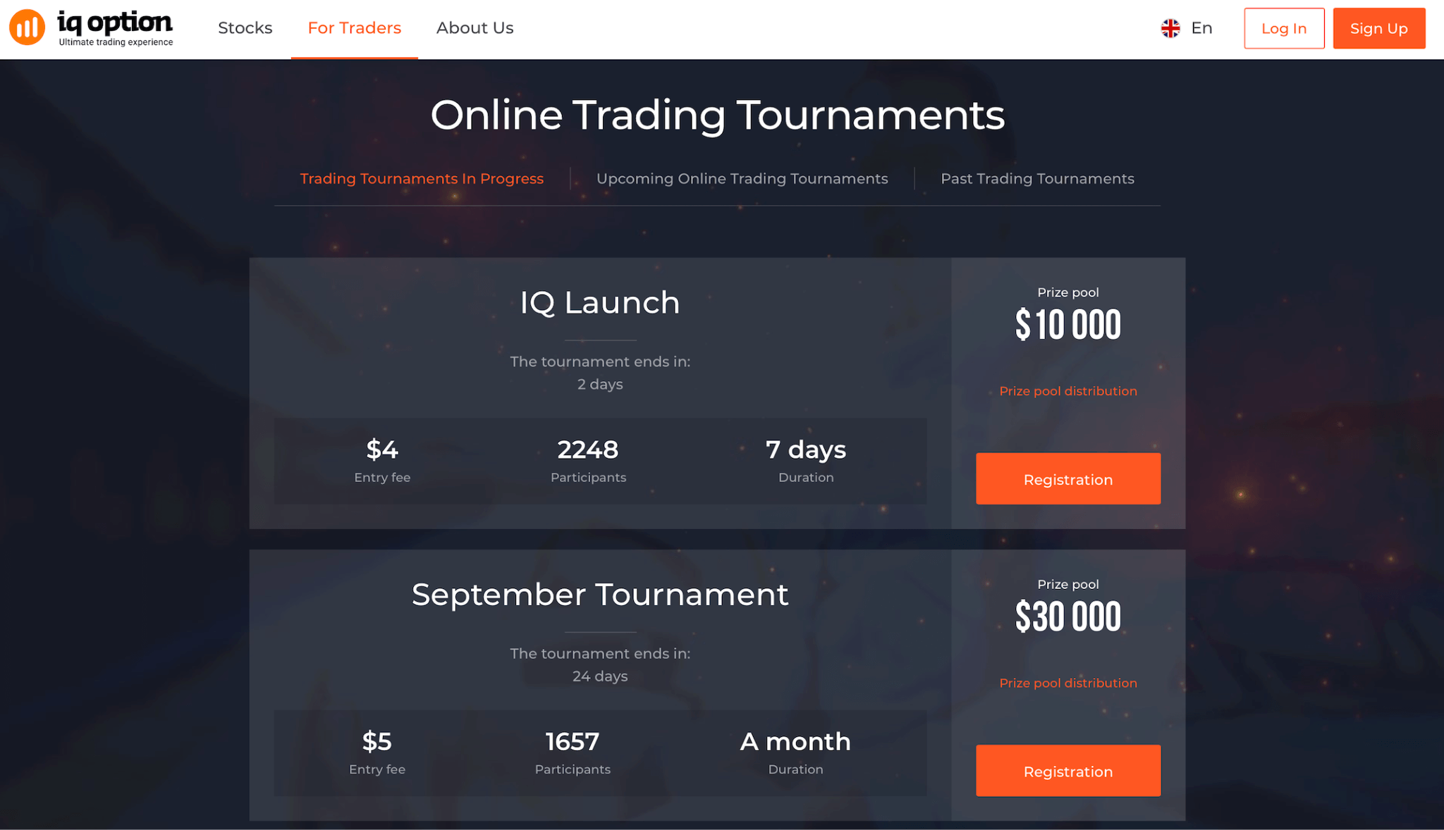 IQ Option offers trading competitions for certain users.