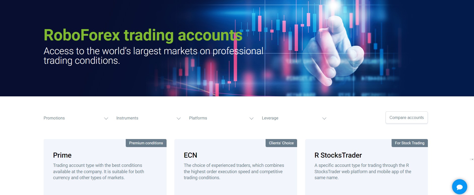 RoboForex trading account types.